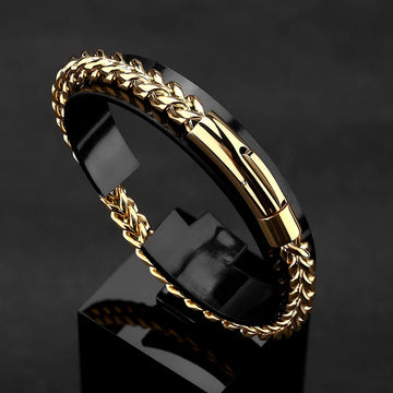 Men's Bicycle Chain Gold Plated Stainless Steel Bracelet