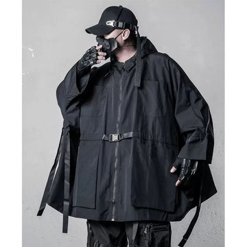 Men's Hooded Windbreaker Trench Jacket