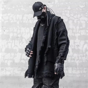 Men's Techwear Knitted Tassel Cardigan Sweater