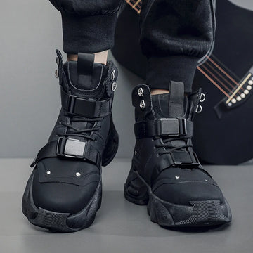 Men's Techwear Platform High Top Motorcycle Boots