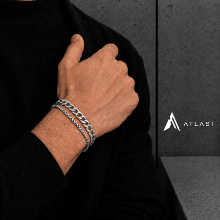 Cuban-Link-Armbandset aus Edelstahl