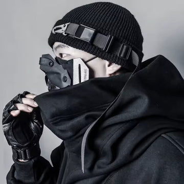 Knitted Black Techwear Beanie - ATLAS 1