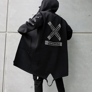 Men's Black Techwear Hooded Windbreaker Jacket - ATLAS 1