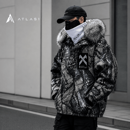 Men's Camouflage Print Oversized Techwear Parka