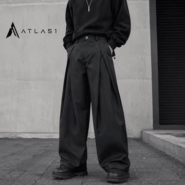 Men's Pleated Techwear Wide Leg Casual Trousers - ATLAS 1