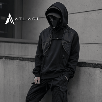 Men's Techwear Multi Pocket Patchwork Hoodie - ATLAS 1