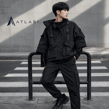 Men's Techwear Tactical Hooded Cargo Jacket - ATLAS 1