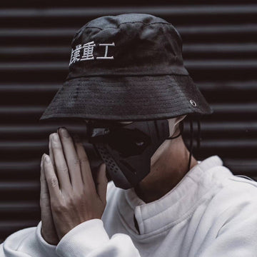 Techwear Streetwear Cotton Black Bucket Hat - ATLAS 1