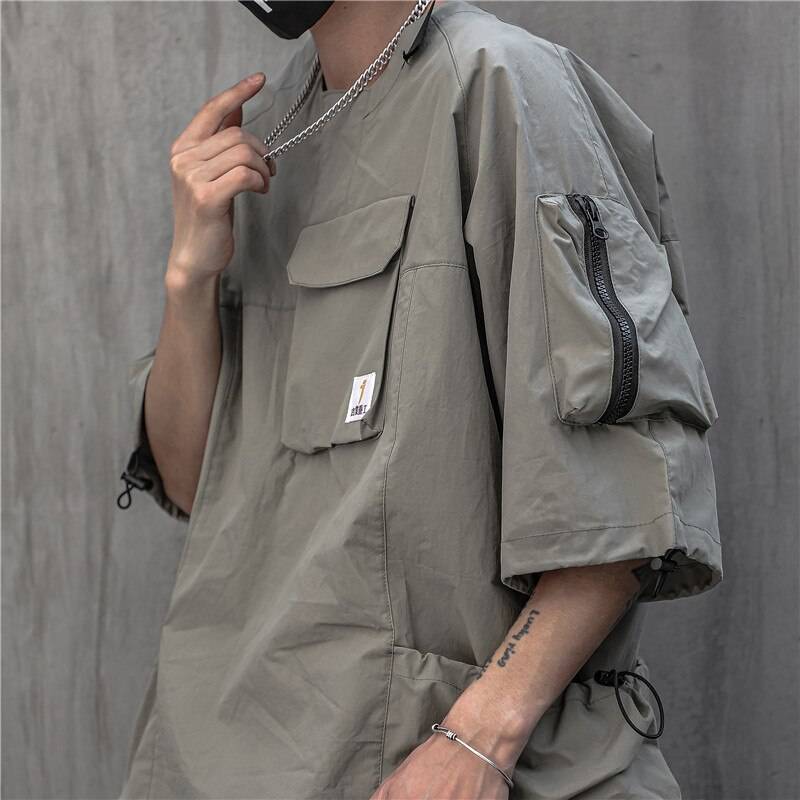 11 BYBB&#8217;S DARK 2021 Hip Hop T Shirt Men Summer Multi Pockets Oversize Tshirts Streetwear Functional Harajuku T-Shirt WB122 