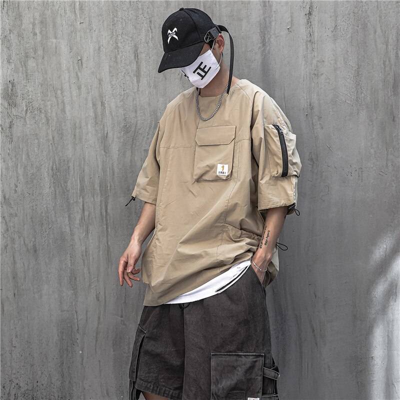 11 BYBB&#8217;S DARK 2021 Hip Hop T Shirt Men Summer Multi Pockets Oversize Tshirts Streetwear Functional Harajuku T-Shirt WB122 