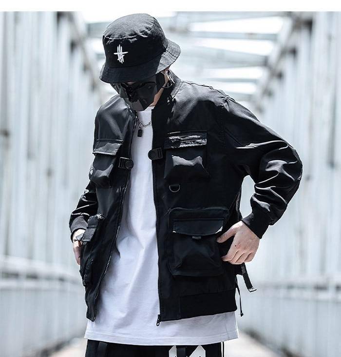 11 BYBB&#8217;S DARK Back Pocket Jacket Coat Men Embroidery Bomber Jacket Outwear Streetwear Solid Cargo Jacket Techwear Autumn Jacket 