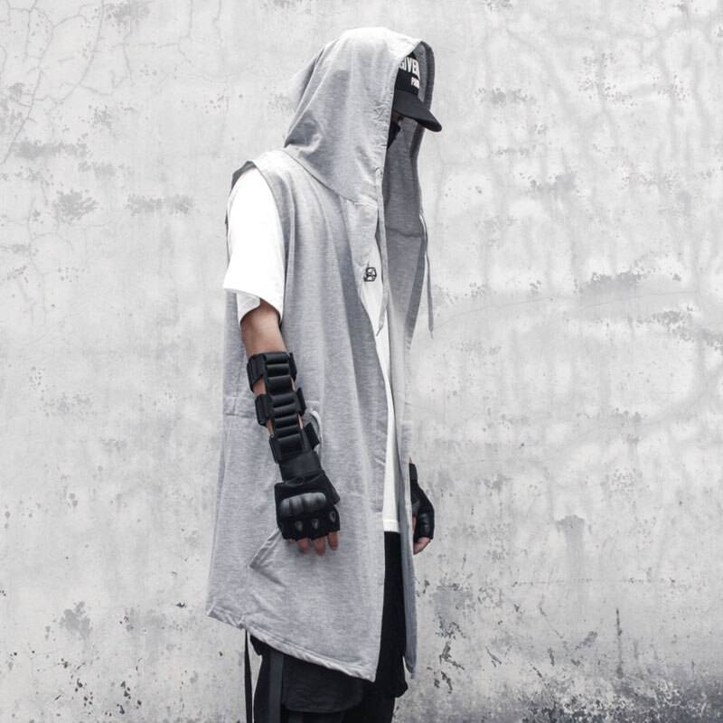 11 BYBB&#8217;S DARK Black Hooded Wizard Vest Coat Men 2021Autumn Summer Sleeveless Jacket Casual Men Coat Techwear WB184 