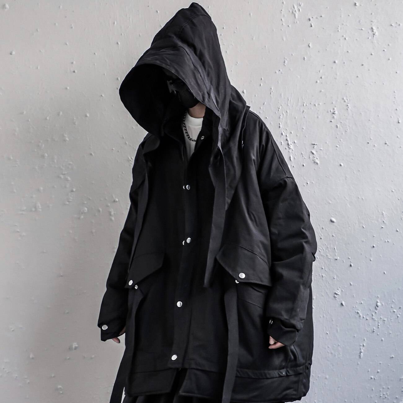 11 BYBB&#8217;S DARK Hip Hop Streetwear Padded Parka Men Creative Wizard Hat Tactical Cargo Jacket Men Harajuku Windbreaker Parka Coat 