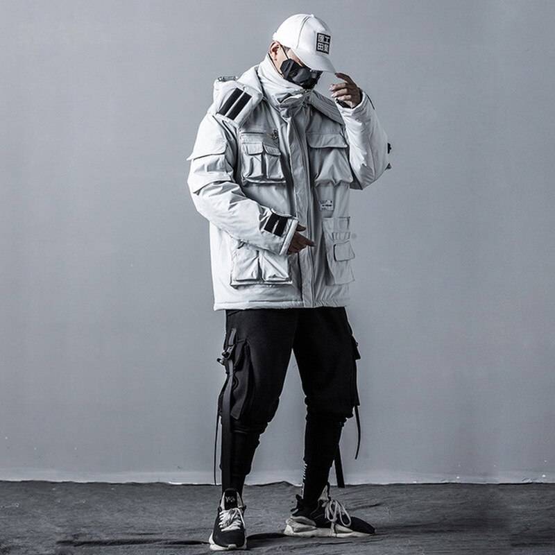 11 BYBB&#8217;S DARK Mens Winter Jackets Coat Streetwear Casual Cargo Parkas Tactics Function Hoody Coat Multi-pocket Warm Male DG506 
