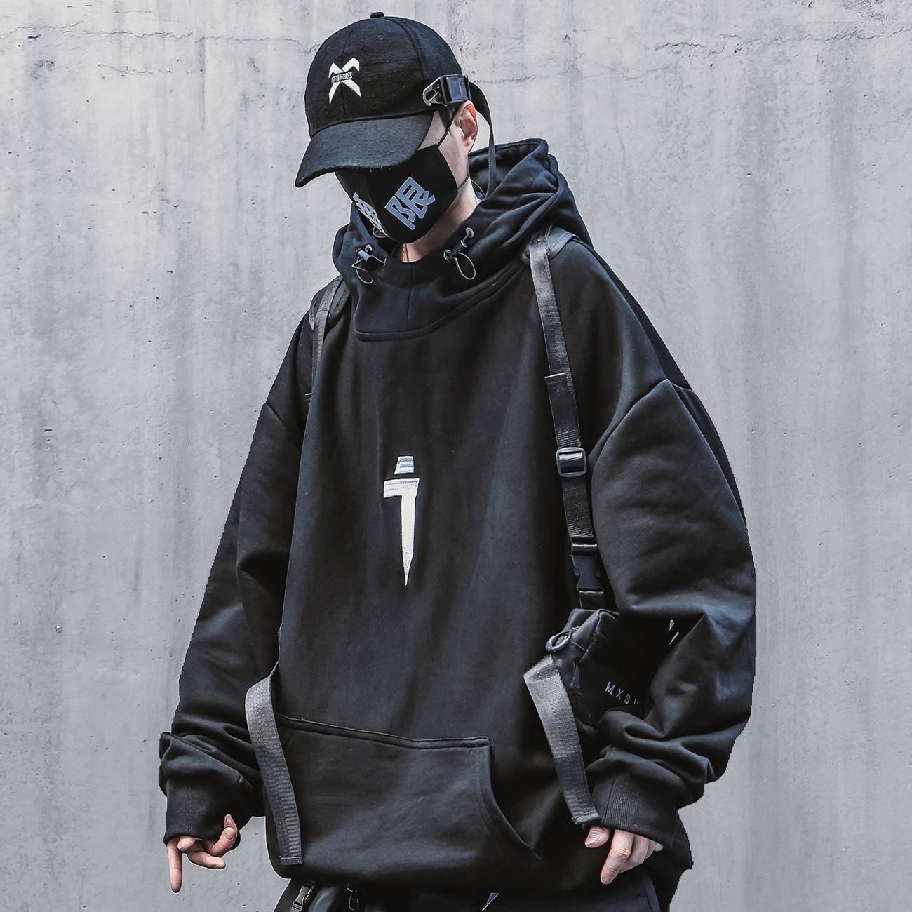 11 BYBB&#8217;S DARK Techwear Harajuku Hoodie Mens 2021 Punk Cotton Print Double Hood Pullover Hip Hop Streetwear Hoodie Sweatshirts 