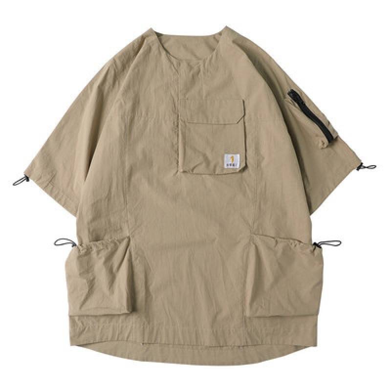 11 BYBB’S DARK 2021 Hip Hop T Shirt Men Summer Multi Pockets Oversize Tshirts Streetwear Functional Harajuku T-Shirt WB122 color: Khaki size: M 