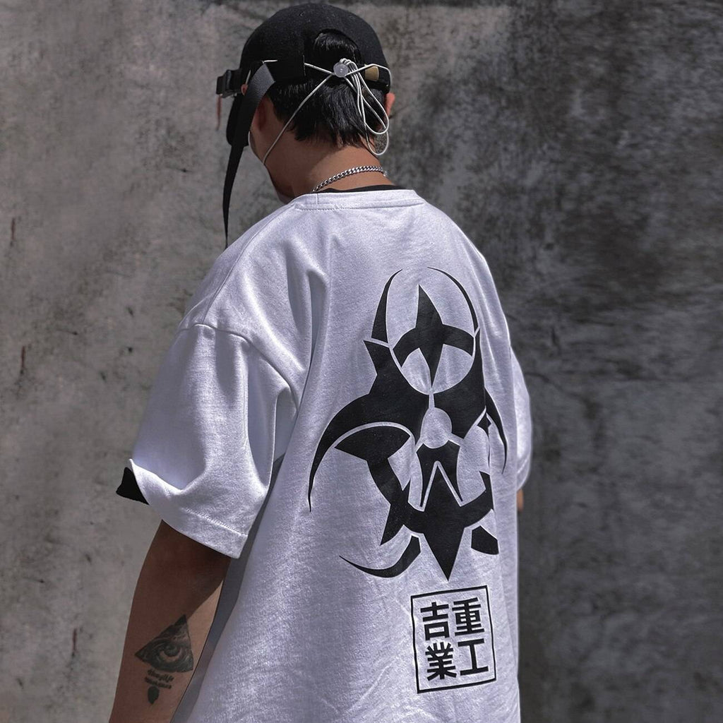 11 BYBB’S DARK 2021SS Embroidery Print Harajuku Tshirts Summer Hip Hop T-Shirt Mens Techwear Cotton Loose Short Sleeve Shirts color: White size: S 
