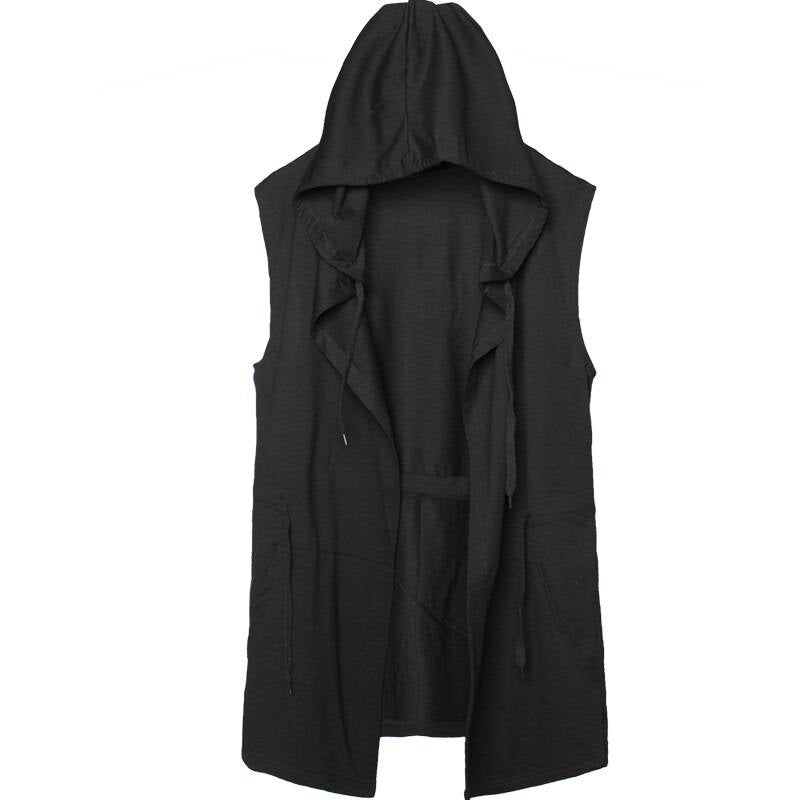 11 BYBB’S DARK Black Hooded Wizard Vest Coat Men 2021Autumn Summer Sleeveless Jacket Casual Men Coat Techwear WB184 color: black size: 4XL 