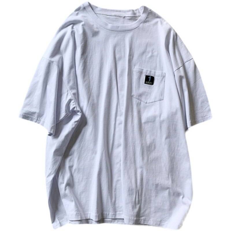 11 BYBB’S DARK Summer Oversize T-shirts Men Streetwear Casual Short Sleeve Tops Tees Cotton Tshirt Loose WB121 color: White size: M 