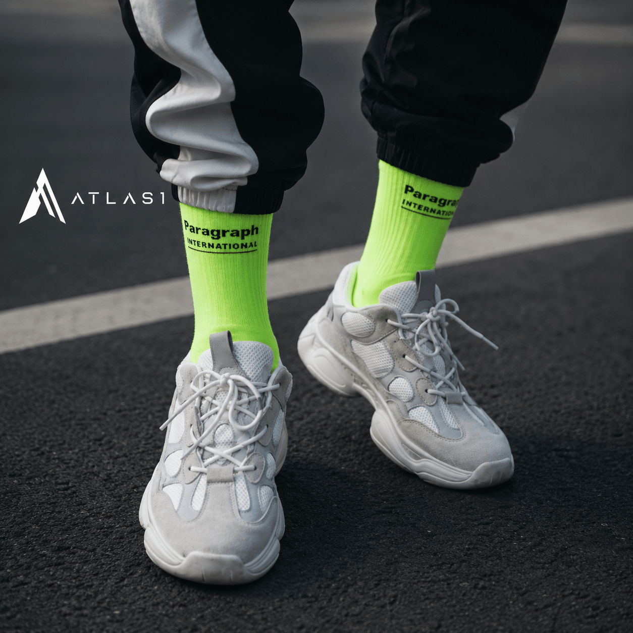 2 Pair Men's Cotton Neon Color Techwear Socks - ATLAS 1