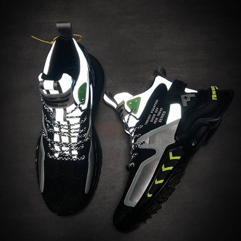 2021 Fashion Breathable Reflective Male Chunky Sneakers Lace-Up Designer Shoes Men High Top High Quality Casual Men&#8217;s Shoes 