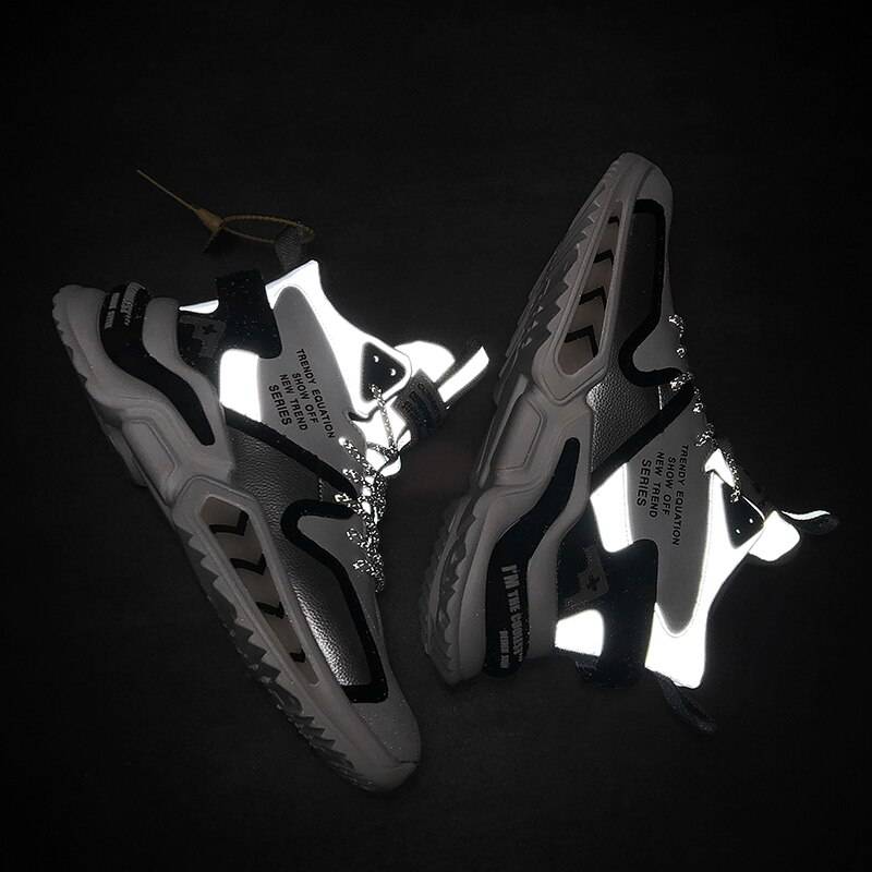 2021 Fashion Breathable Reflective Male Chunky Sneakers Lace-Up Designer Shoes Men High Top High Quality Casual Men&#8217;s Shoes 