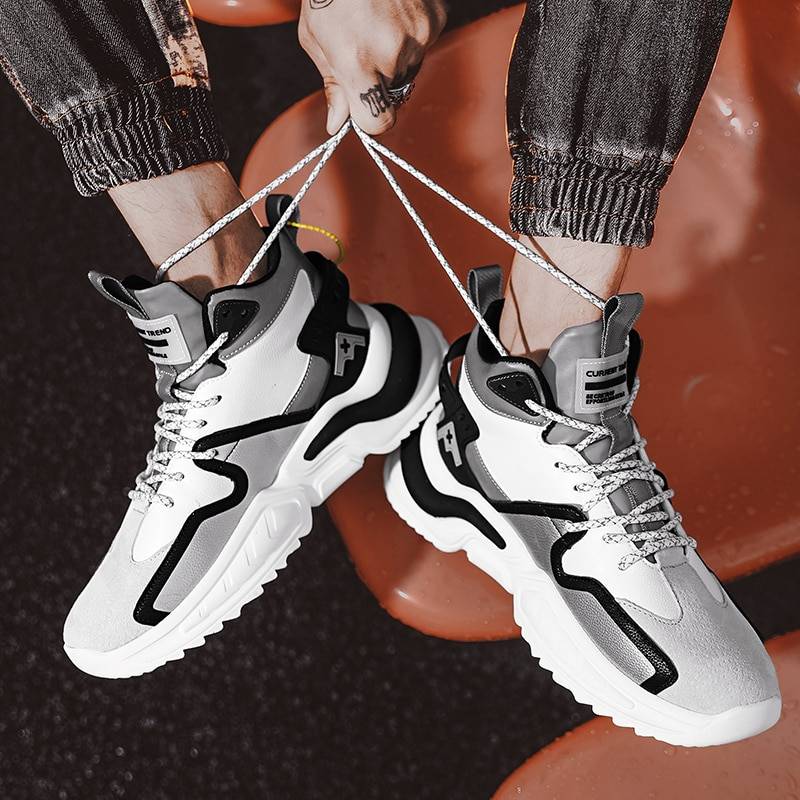 2021 Fashion Breathable Reflective Male Chunky Sneakers Lace-Up Designer Shoes Men High Top High Quality Casual Men&#8217;s Shoes 