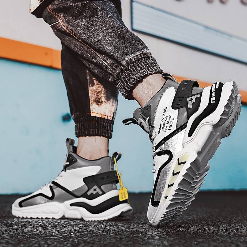 2021 Fashion Breathable Reflective Male Chunky Sneakers Lace-Up Designer Shoes Men High Top High Quality Casual Men&#8217;s Shoes 