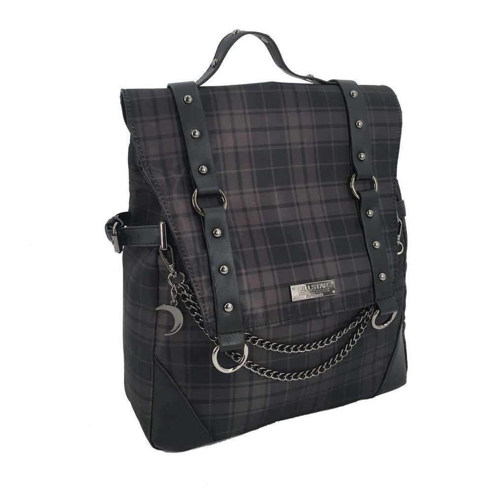 2021 Plaid Gothic Punk Rock Chain Backpack Women Techwear Goth Gothic Sac A Dos Mochilas School Bags For Teenage Girls Bagpack color: black 
