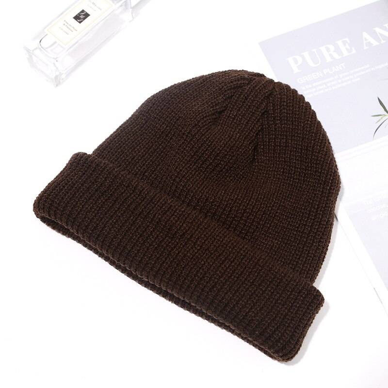 2021 Unisex Sailor Biker Cap Streetwear Pumpkin Vintage Navy Brimless Beanies Hat Melon Sailor Casual Short Harajuku Cap SL-06 color: 17 size: 54-58cm bouncy 