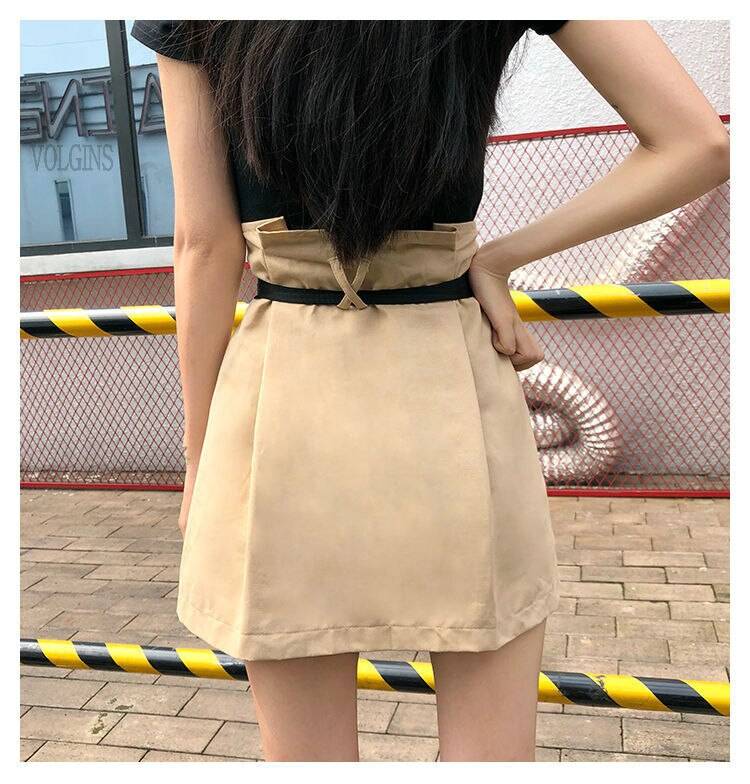 A Line Zipper Women Mini Cargo Skirts Pockets Sashes Slim Solid Ladies Short Skirt 2021 Summer Sexy Black Khaki Bottom Female 