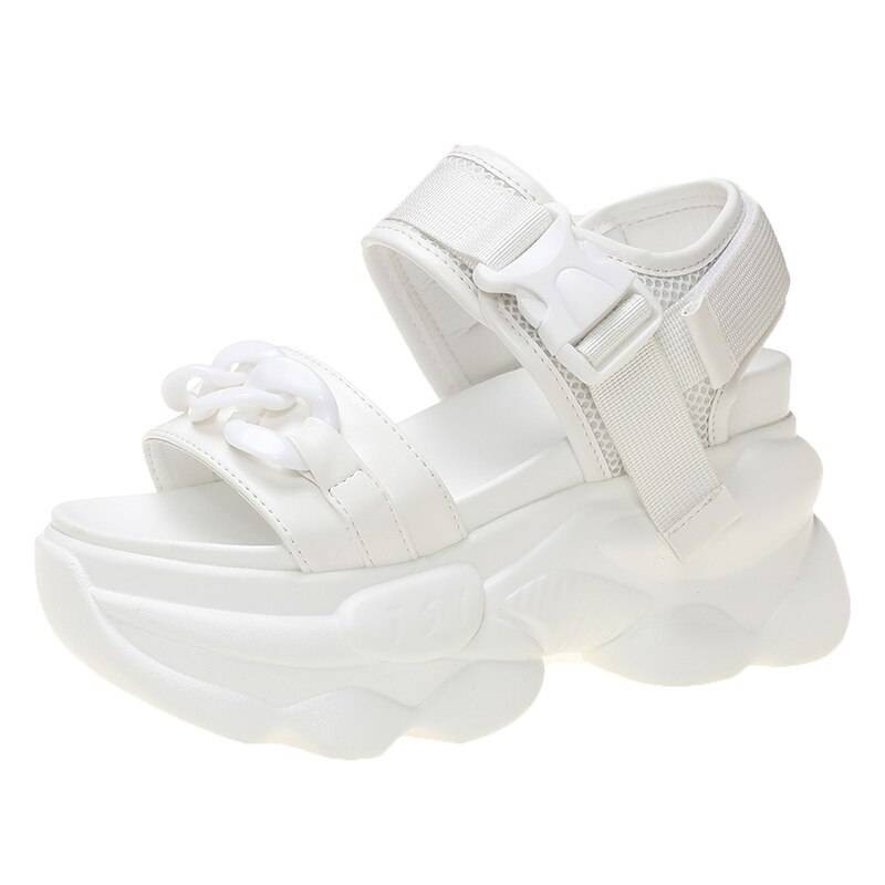 B00STS© Women’s Chunky Platform Casual Techwear Sandals color: White Shoe Size: 34 
