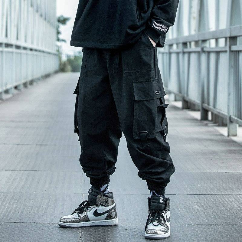 Black Cargo Pants Men Hip Hop 2021 Pants Mens Autumn Harem Pant Streetwear Harajuku Jogger Sweatpant Cotton Trousers Male Pants 