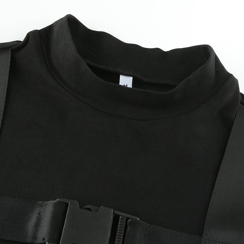 Black Harness Techwear Crop Top 