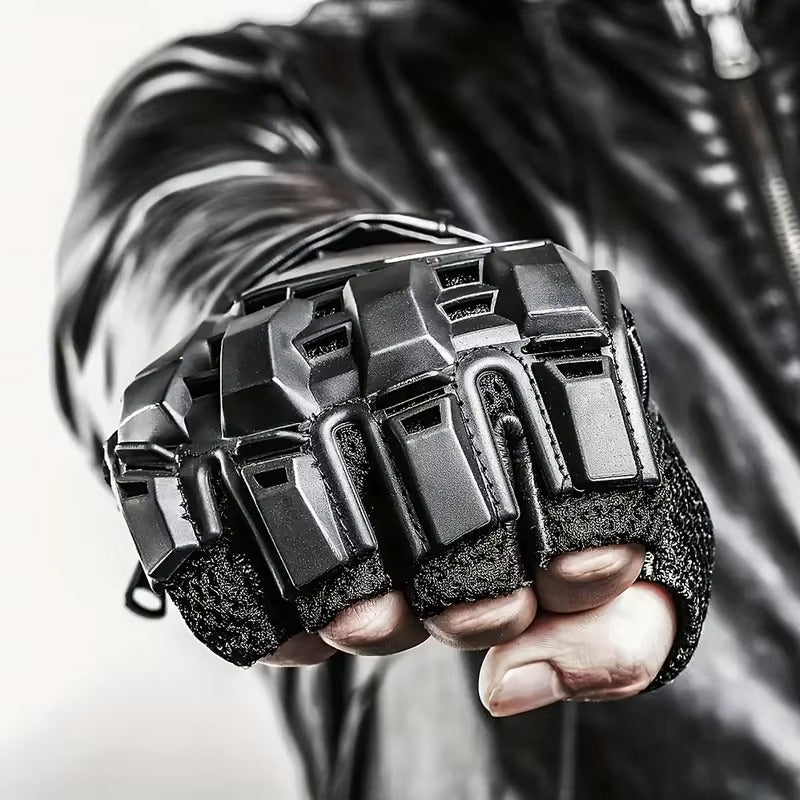 Black Techwear Fingerless Gloves