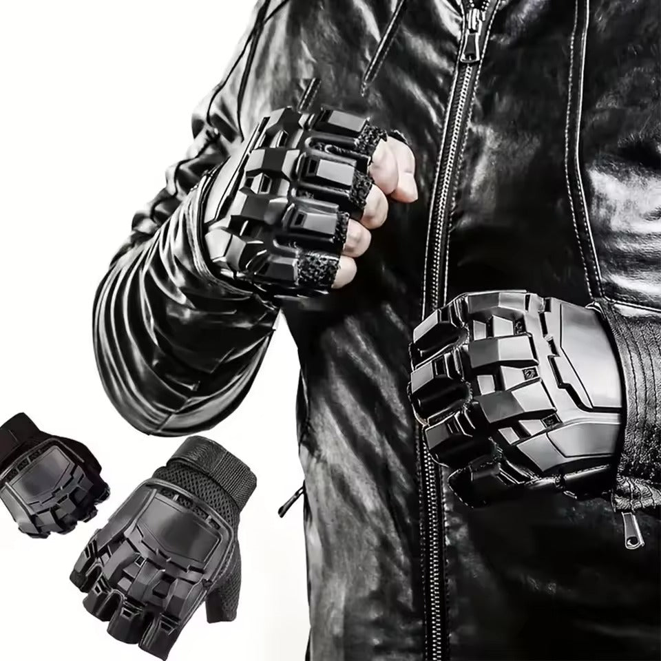 Black Techwear Fingerless Gloves