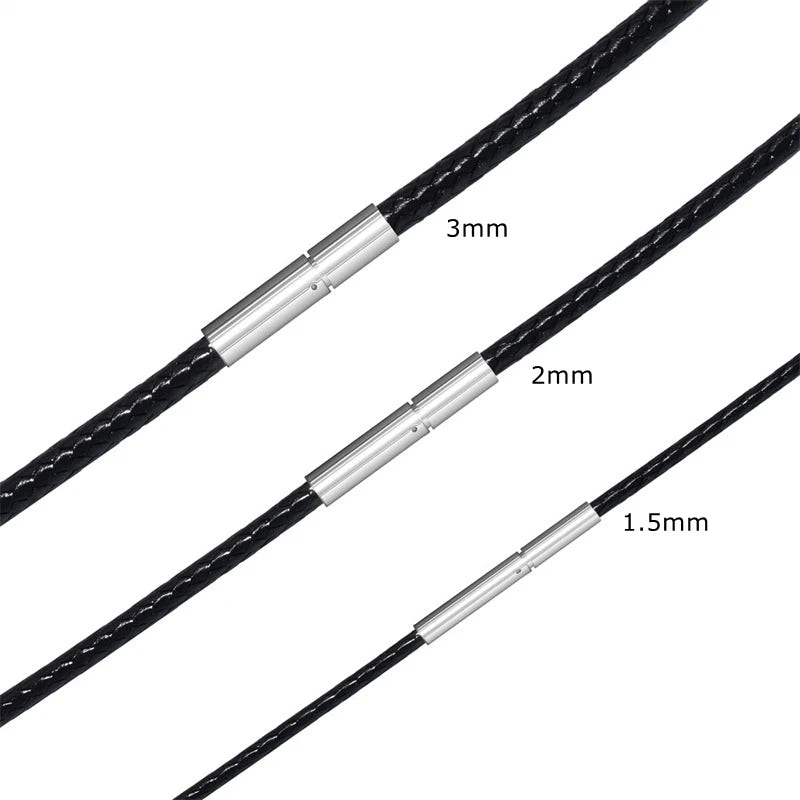 Black Genuine Leather Rope Necklace Cord