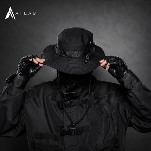 Černý techwear klobouk boonie