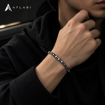 Black Triangle Bead Hematite Stretch Bracelet
