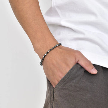 Black Triangle Bead Hematite Stretch Bracelet