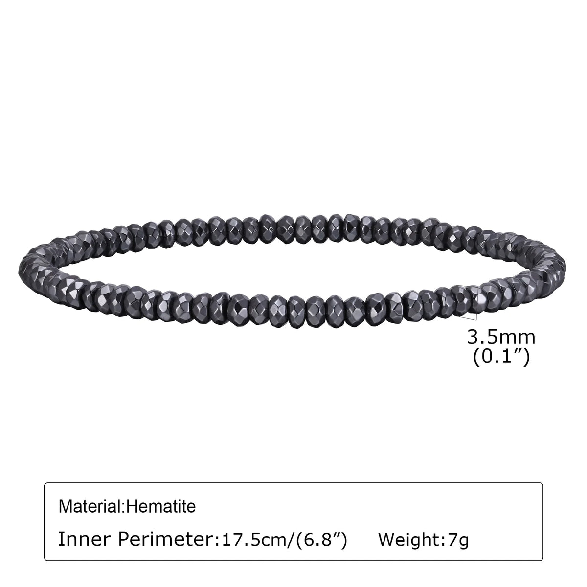 Black Triangle Bead Hematite Stretch Bracelet