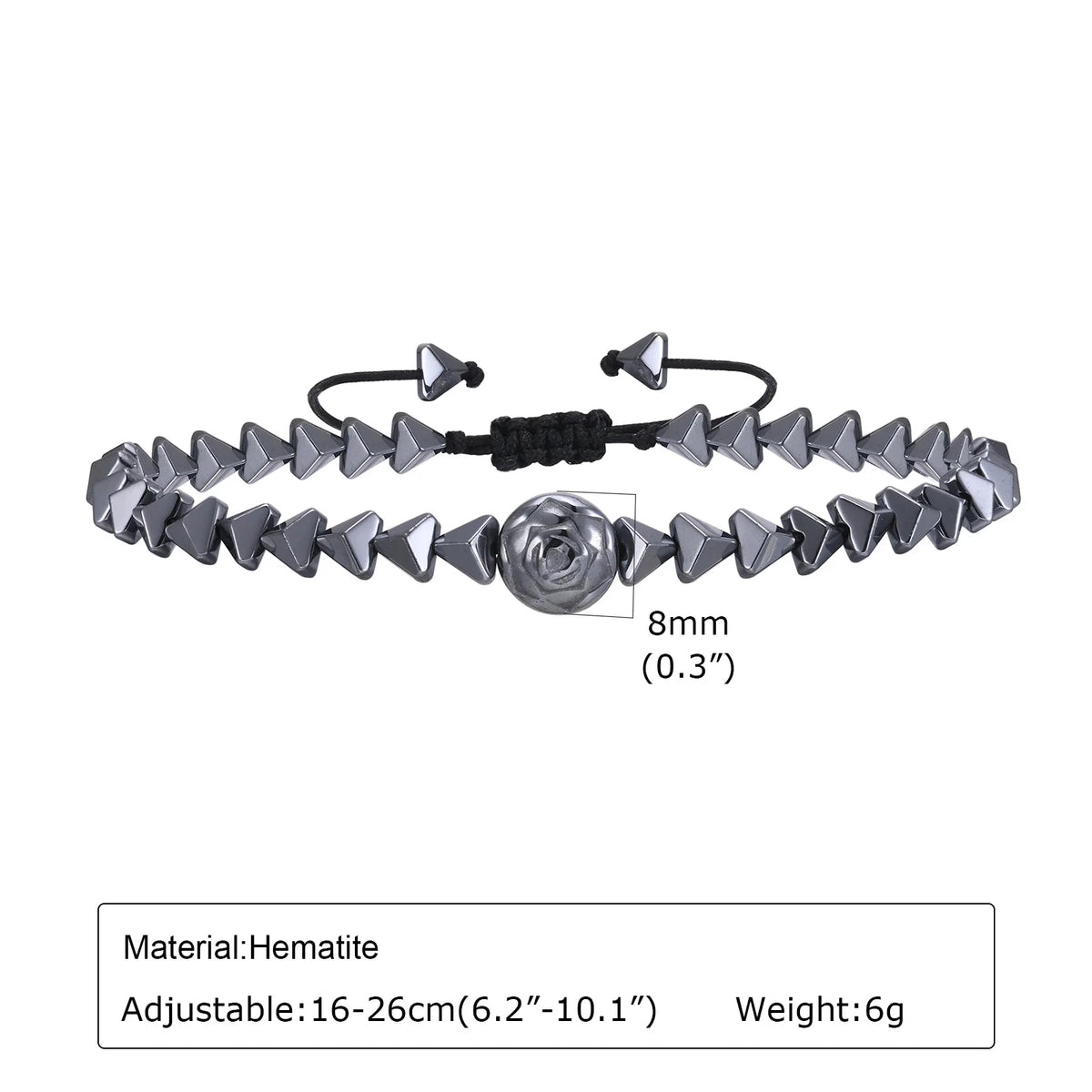 Black Triangle Bead Hematite Stretch Bracelet