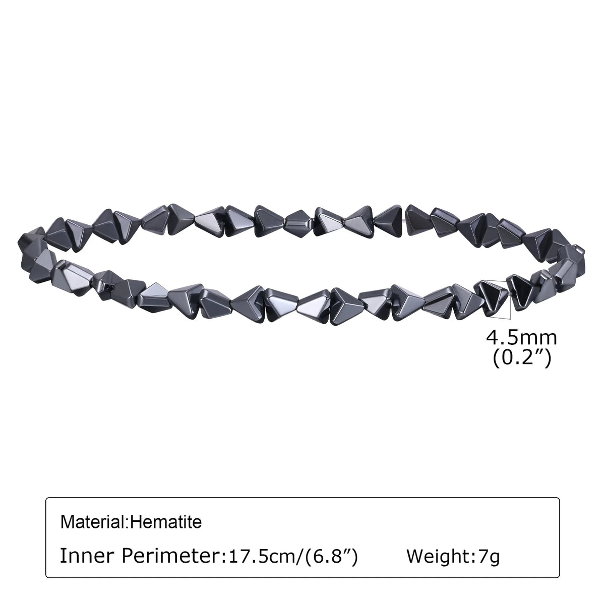 Black Triangle Bead Hematite Stretch Bracelet