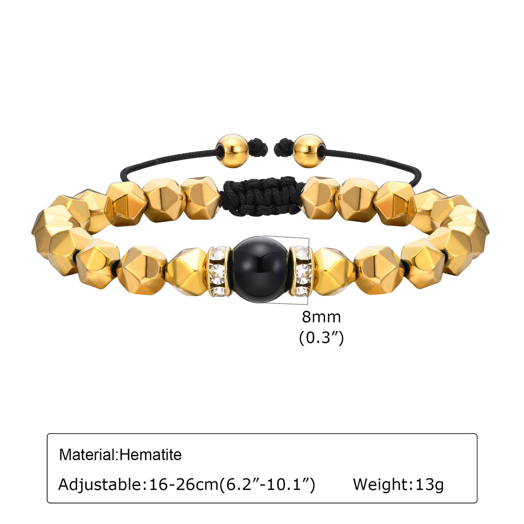 Black Triangle Bead Hematite Stretch Bracelet