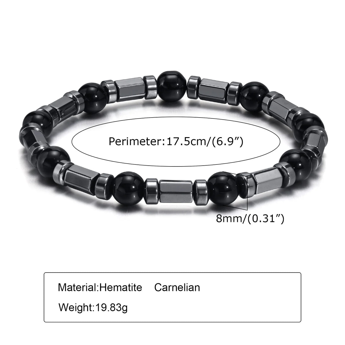 Black Triangle Bead Hematite Stretch Bracelet