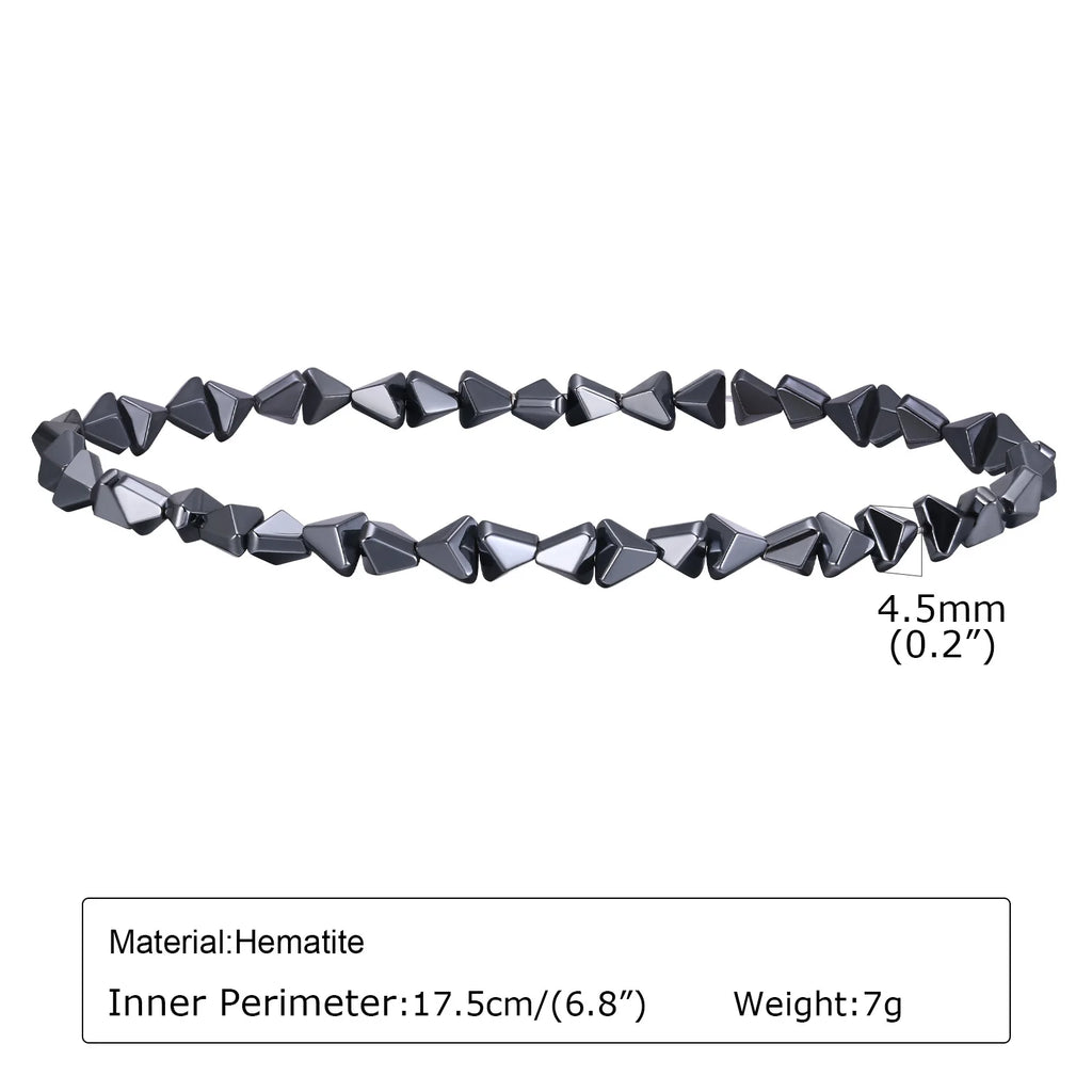 Black Triangle Bead Hematite Stretch Bracelet