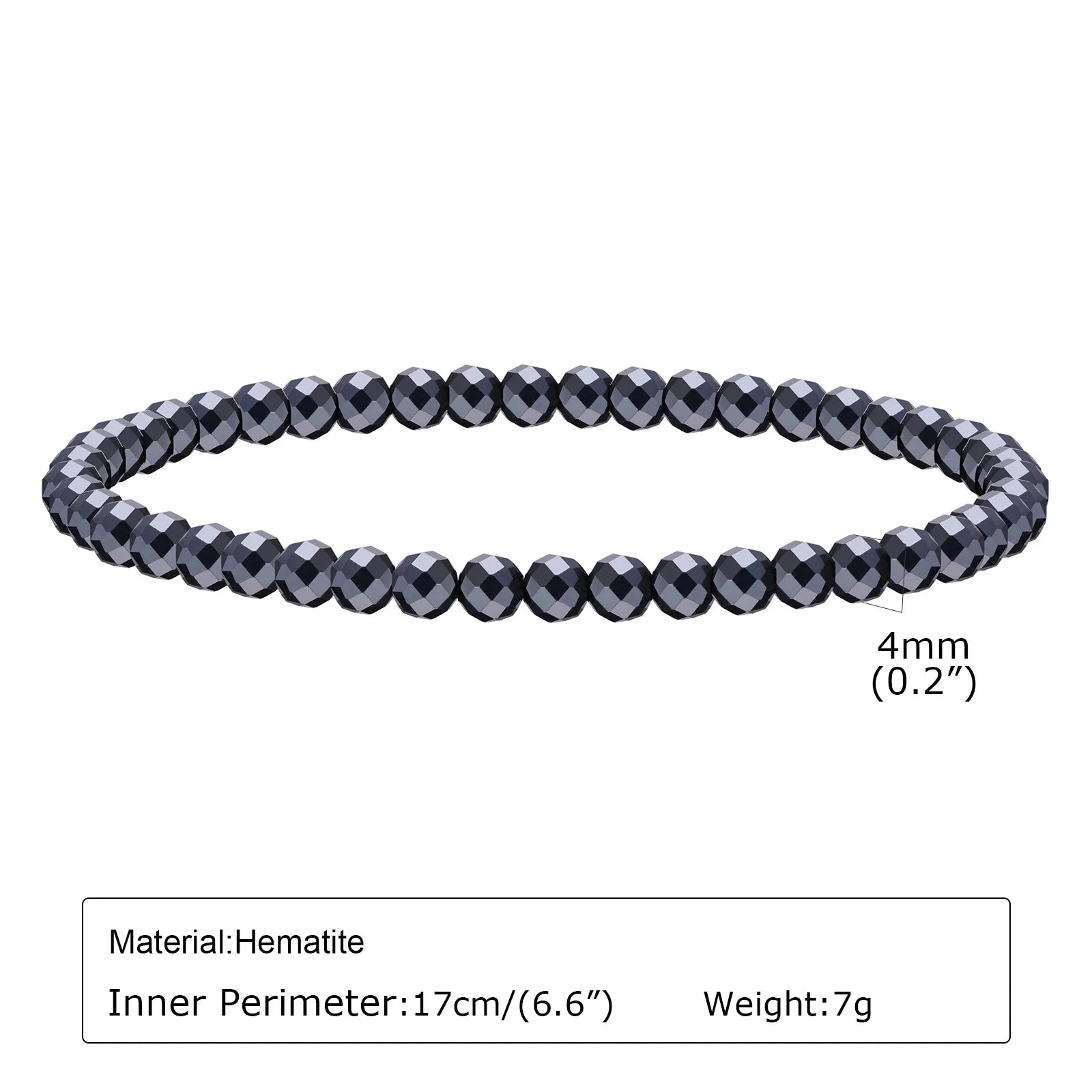 Black Triangle Bead Hematite Stretch Bracelet