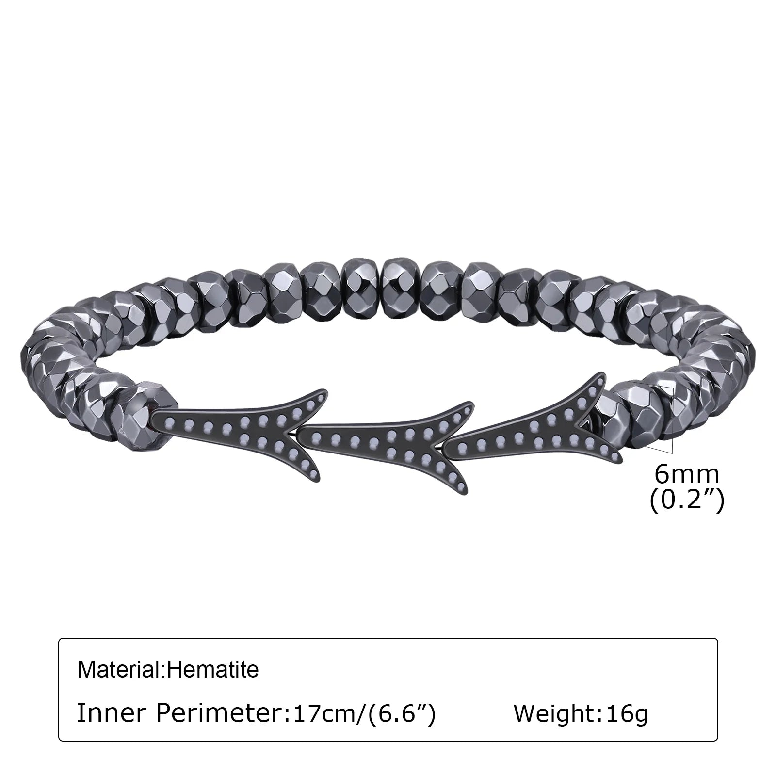Black Triangle Bead Hematite Stretch Bracelet