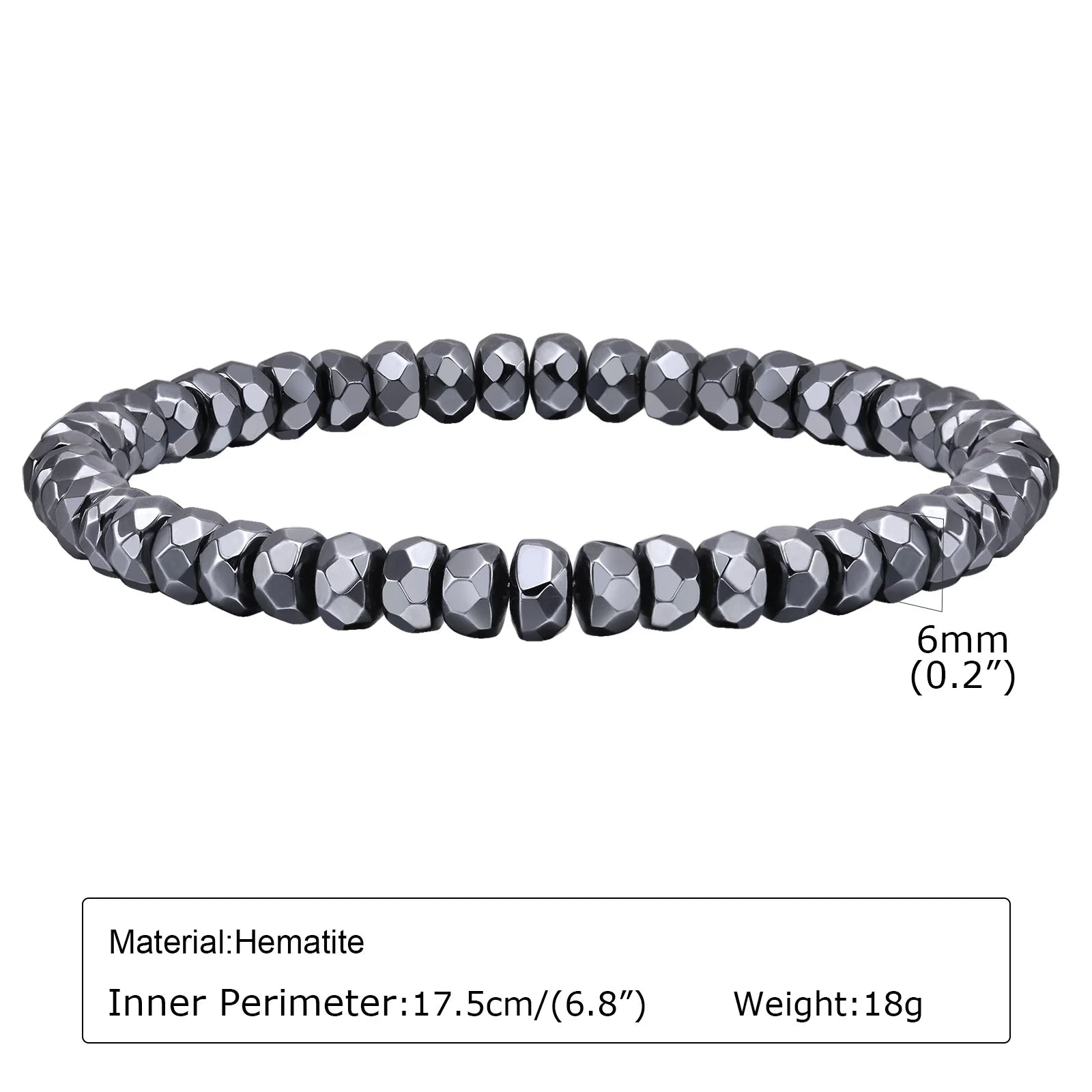 Black Triangle Bead Hematite Stretch Bracelet