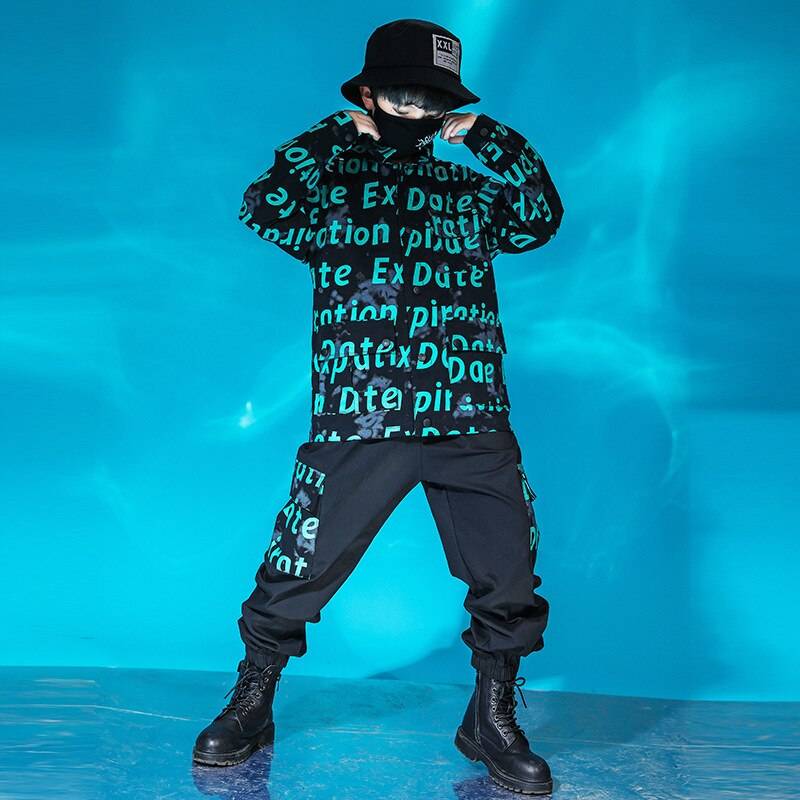 Boy&#8217;s Letters Print Techwear Jacket and Cargo Pants Set 